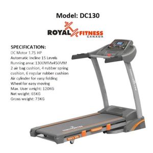 Royal Fitness Dc130 Electric treadmill With auto incline