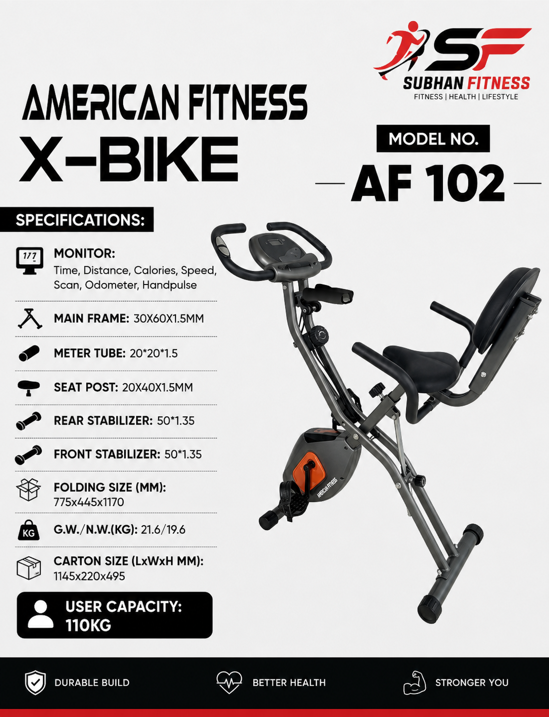 American Fitness X-Bike Af102